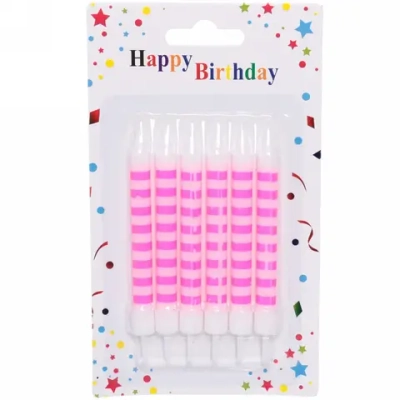 Свечи для торта «Праздник», 6 штук, 8 см, розовый