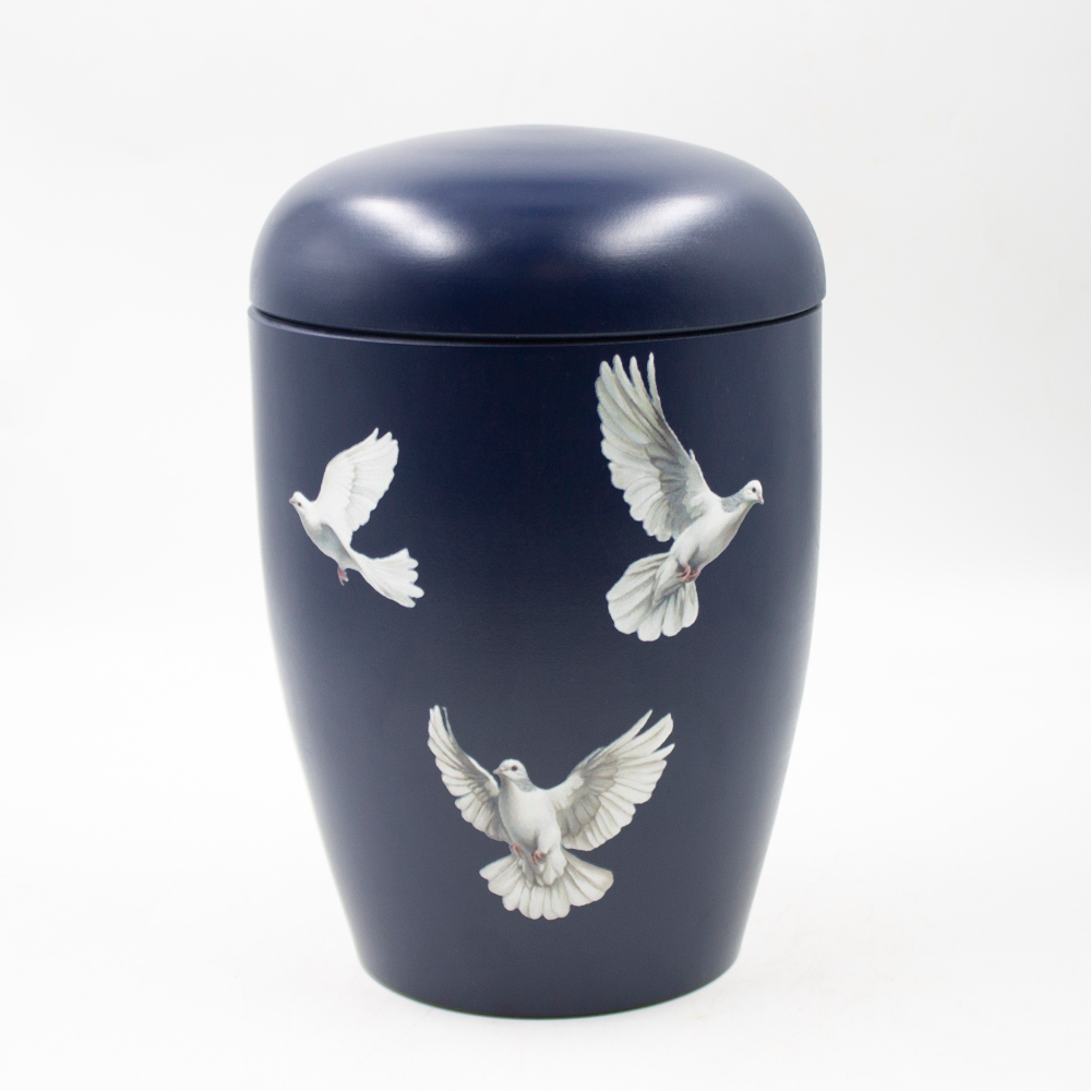 Урна для праха биоразагаемая "Эдем" синяя Голуби