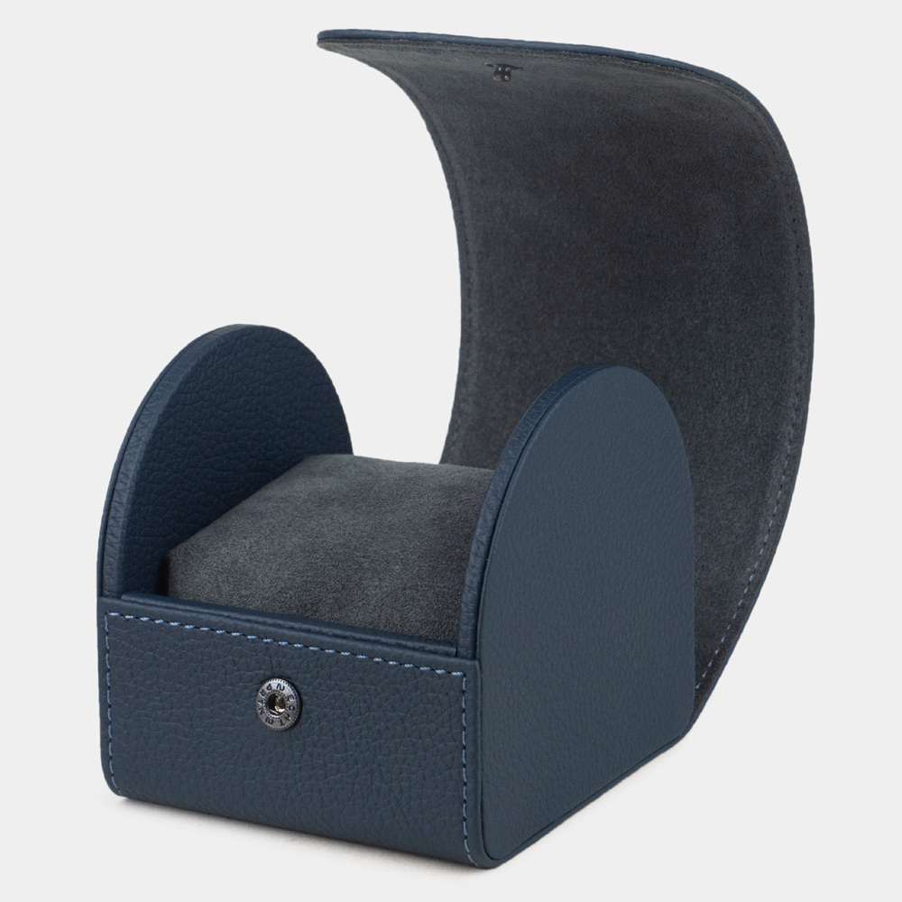 Коробка для часов из кожи теленка, синего цвета