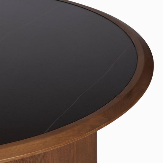 Круглый обеденный стол Harvy диаметр 135 ясень и натуральный черный камень 