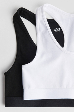 H&M Набор из двух укороченных топов, черный/белый
