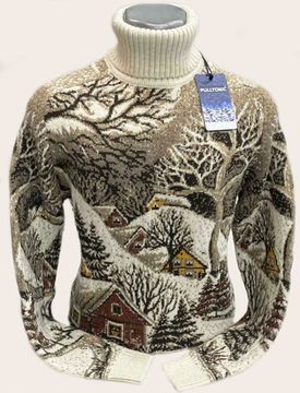 Pulltonic из шерсти и кашемира "Зима в Простоквашино" Размеры (46-54)