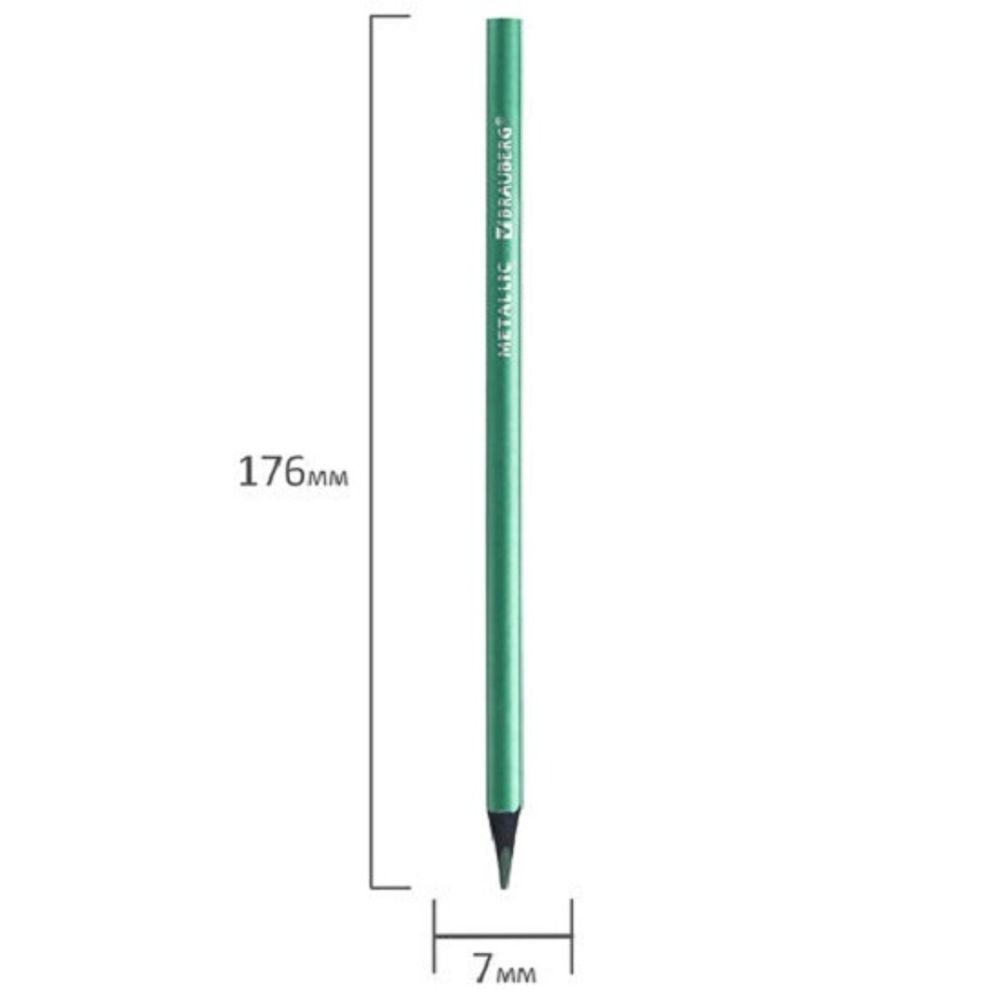 Карандаши цветные трехгранные 12цв. Brauberg Metallic, черное дерево