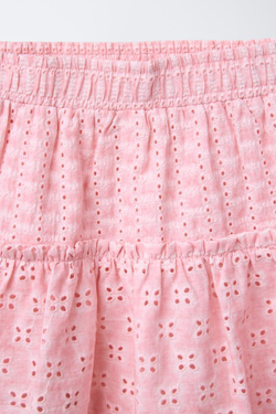 ZARA ЮБКА-ШОРТЫ С ВЫШИВКОЙ ШИФФЛИ, РОЗОВЫЙ