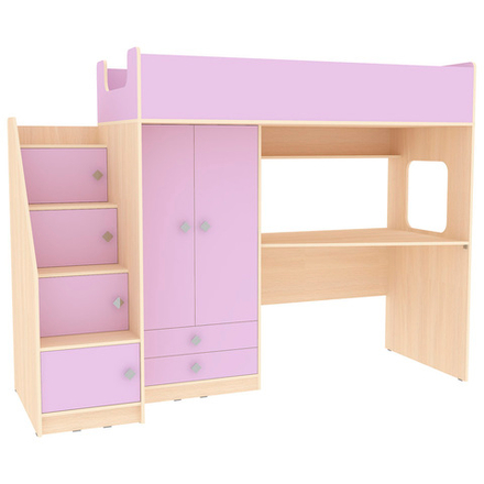 Кровать-чердак КарИВи Л-А606.3 75х190  Дуб Молочный Ирис