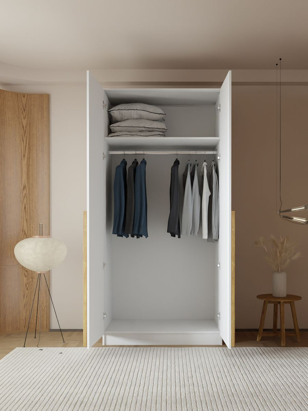 Шкаф распашной, 100х58х215, Джамбо, двухдверный, белый, Dipriz