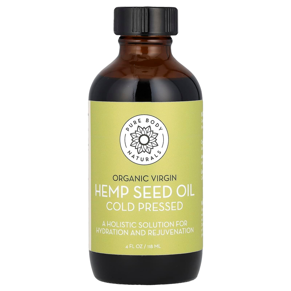 Pure Body Naturals, Органическое масло семян конопли первого отжима, 118 мл (4 жидк. унц.)