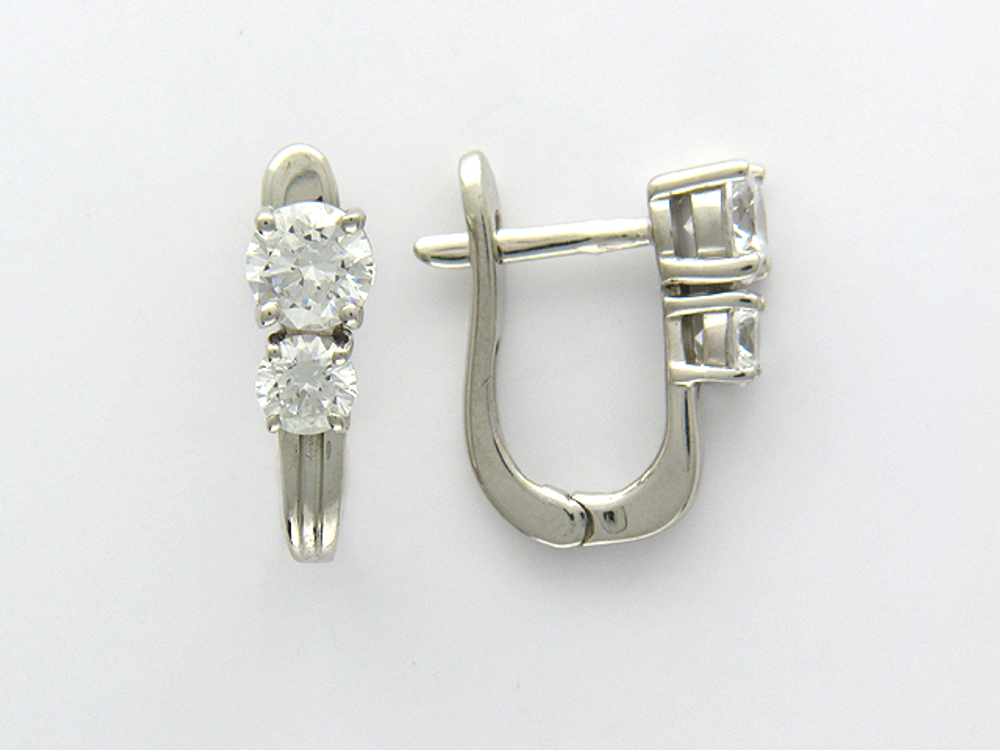 Серьги с фианитом из белого золота 585 пробы JA-S-1С124541