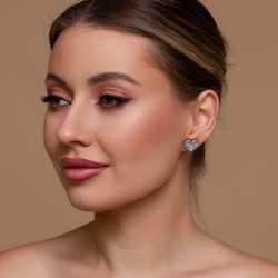 Серьги - Пусеты Сердечки - Серебряный Блеск