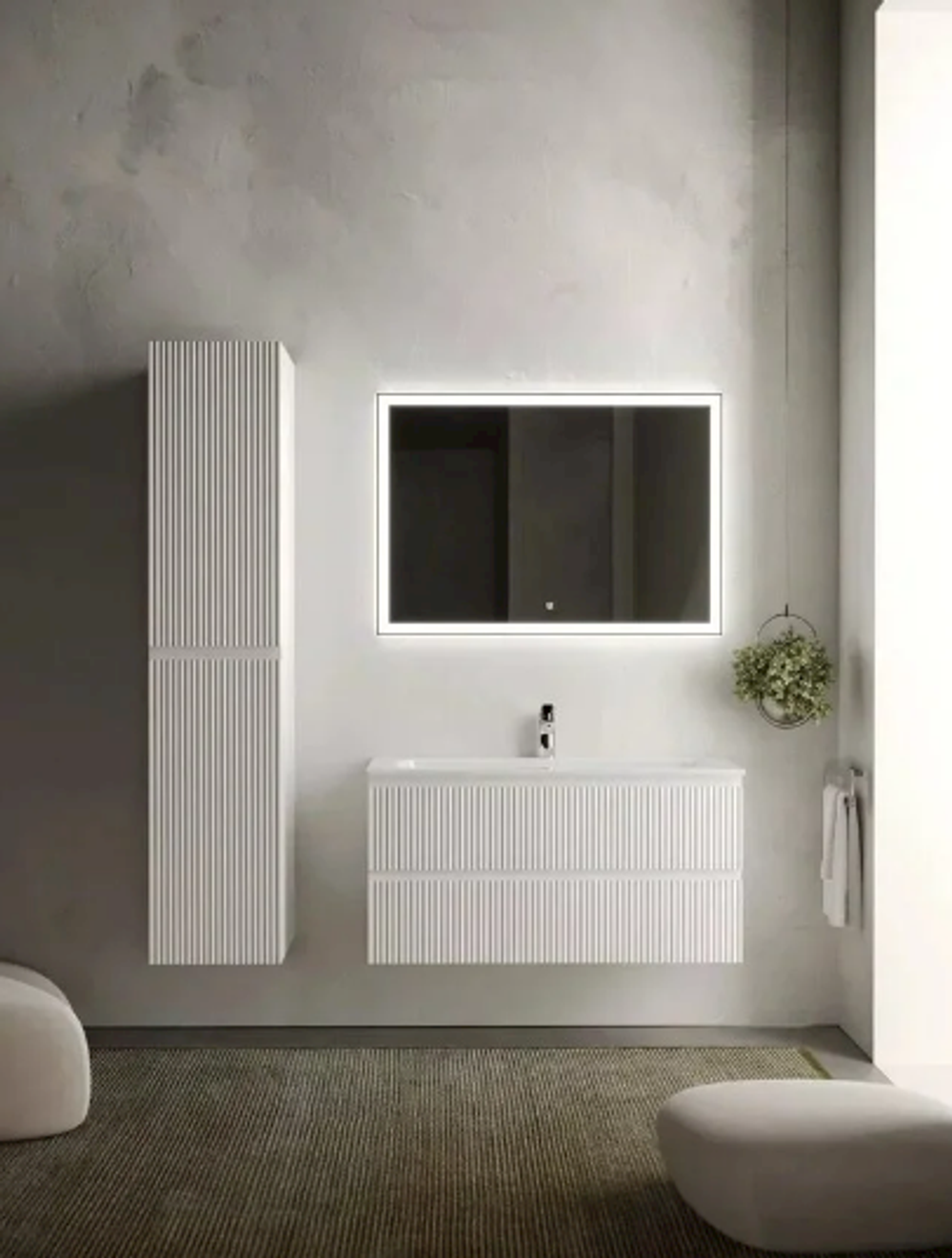 Тумба подвесная SANCOS Snob R 995х445х500, c двумя ящиками оснащенными доводчиками, Bianco, арт.SNR100W