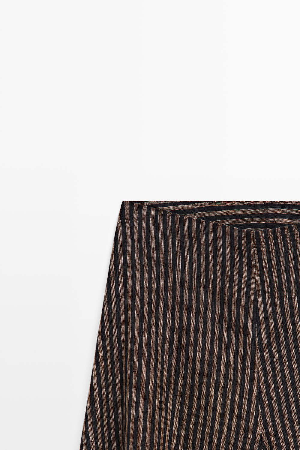 Massimo Dutti Юбка-шорты в полоску из смесового льна, темно-синий
