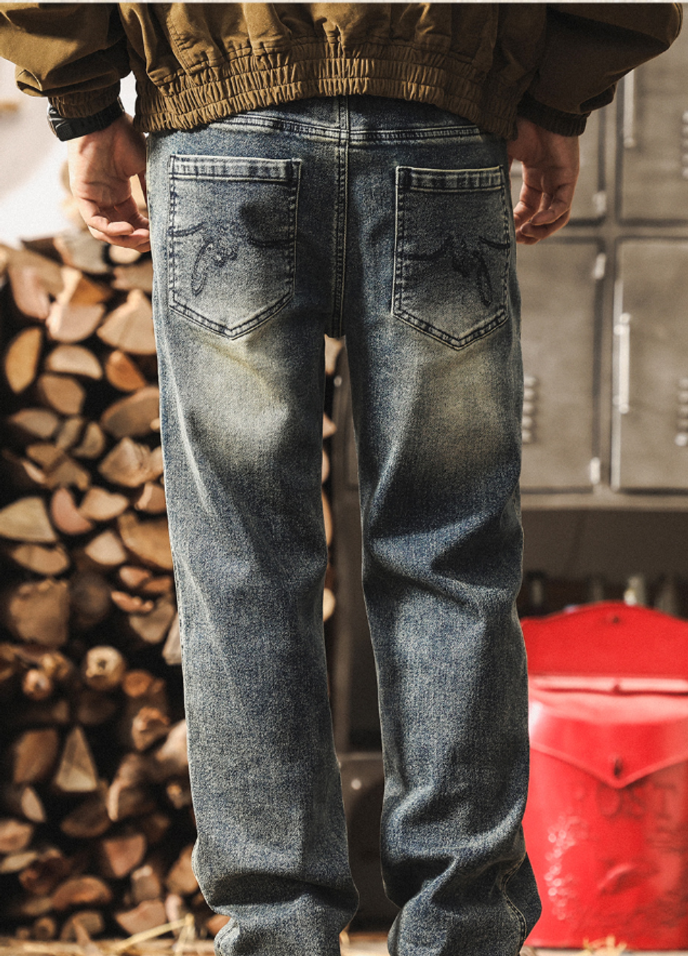Американские ретро мужские прямые джинсы