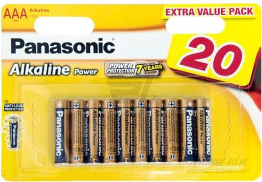 Батарейки Panasonic Alkiline power AAA щелочные 20 шт