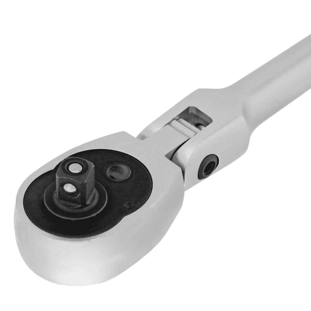 Ключ-трещотка шарнирный 1/4", СrV, 72 зуба, с быстрым сбросом, матовый хром Stels