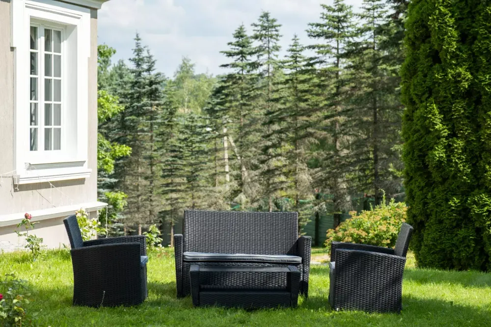 "Вашингтон" лаунж-зона из искусственного ротанга на 4 персоны, цвет черный