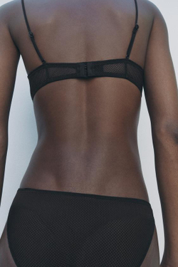 ZARA КЛАССИЧЕСКИЕ ТРУСИКИ ИЗ СЕТЧАТОЙ ТКАНИ, ЧЕРНЫЙ