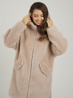 Шуба из шерсти чебурашка тедди, пудровая, SilverFox