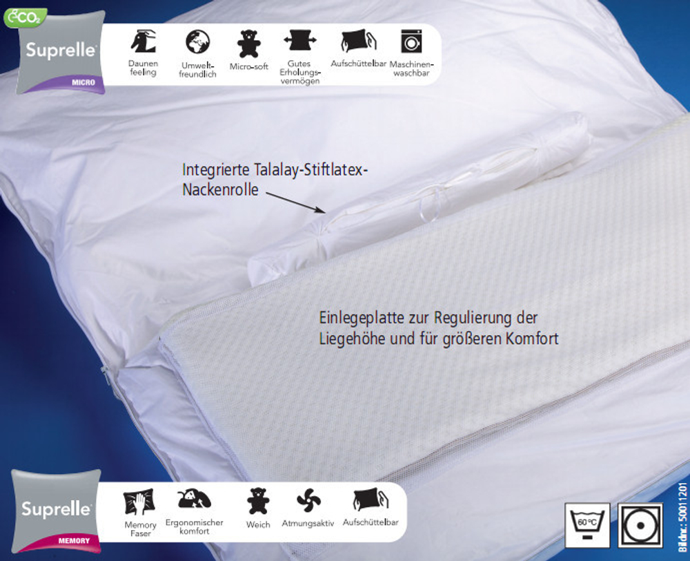 Подушка ортопедическая 38х75х13 Hukla Physio Duo Lux Германия фото3