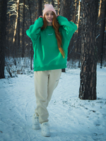 Свитшот женский оверсайз с начесом Зеленый