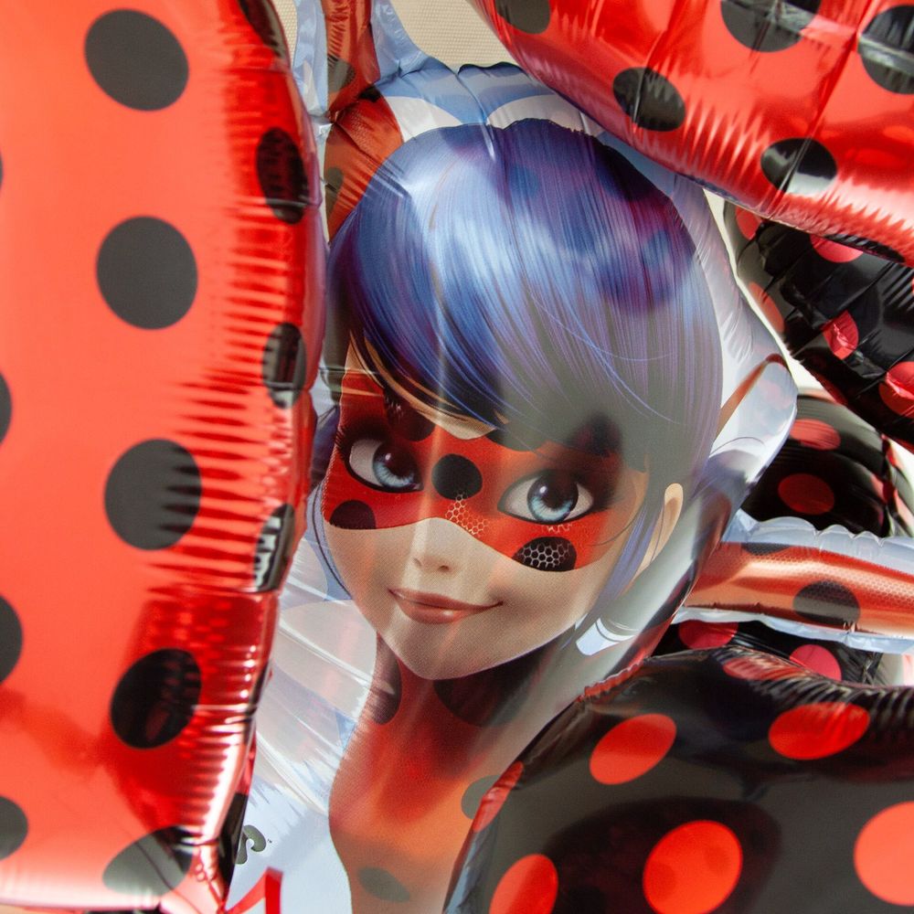 Шар (18"/46 см) Сердце, Красные точки, Черный