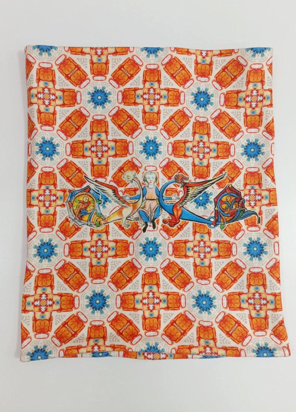 Двусторонний снуд "Оранжевая фантасмагория" по мотивам иллюстраций Псалтыри Латтрелла