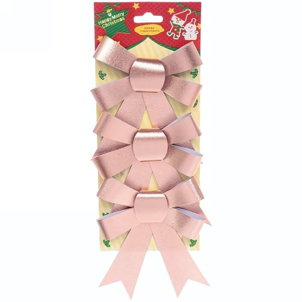 Бант на ёлку "Сказочные блики" 3шт. Розовое золото