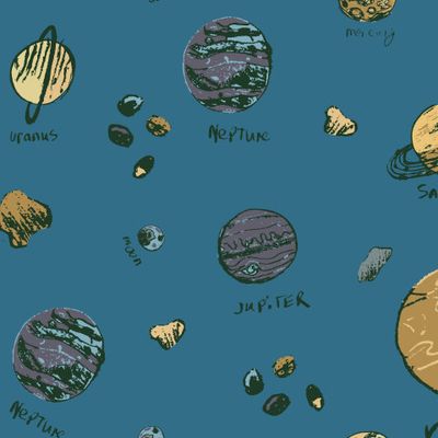 узор с множеством планет и астеройдов