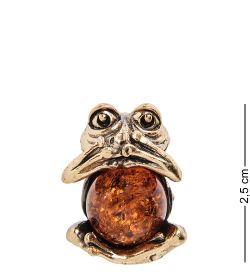 Народные промыслы AM-3021 Фигурка «Лягушка не скажу» (латунь, янтарь)