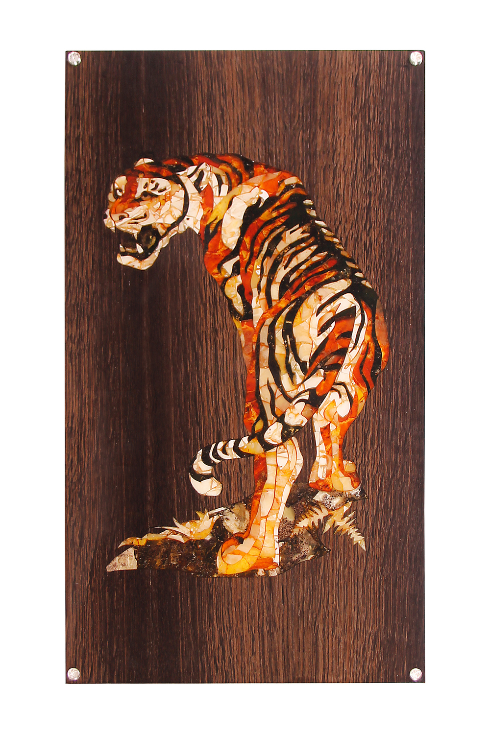 Нарды "Тигр" из янтаря и мореного дуба в кейсе