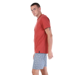 Мужская пижама красная с синими шортами в полоску Tom Tailor 71075/5609 625