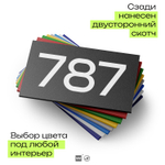 Номер на дверь 787, табличка на дверь для офиса, квартиры, кабинета, аудитории, склада, черная 120х70 мм, Айдентика Технолоджи