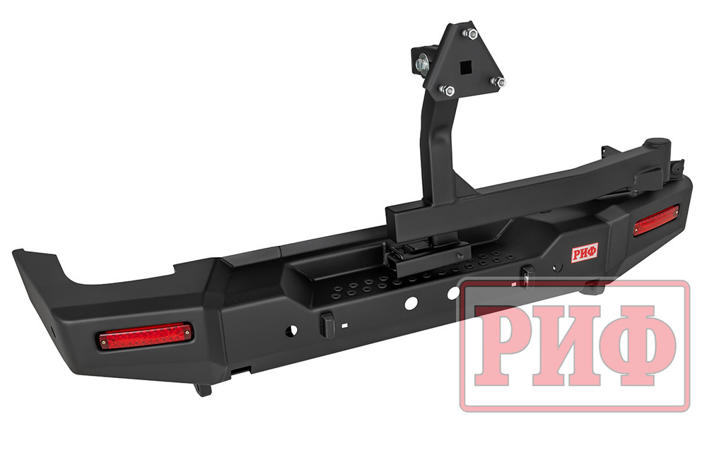 Бампер силовой задний TANK 300 с квадратом под фаркоп, калиткой и фонарями РИФ