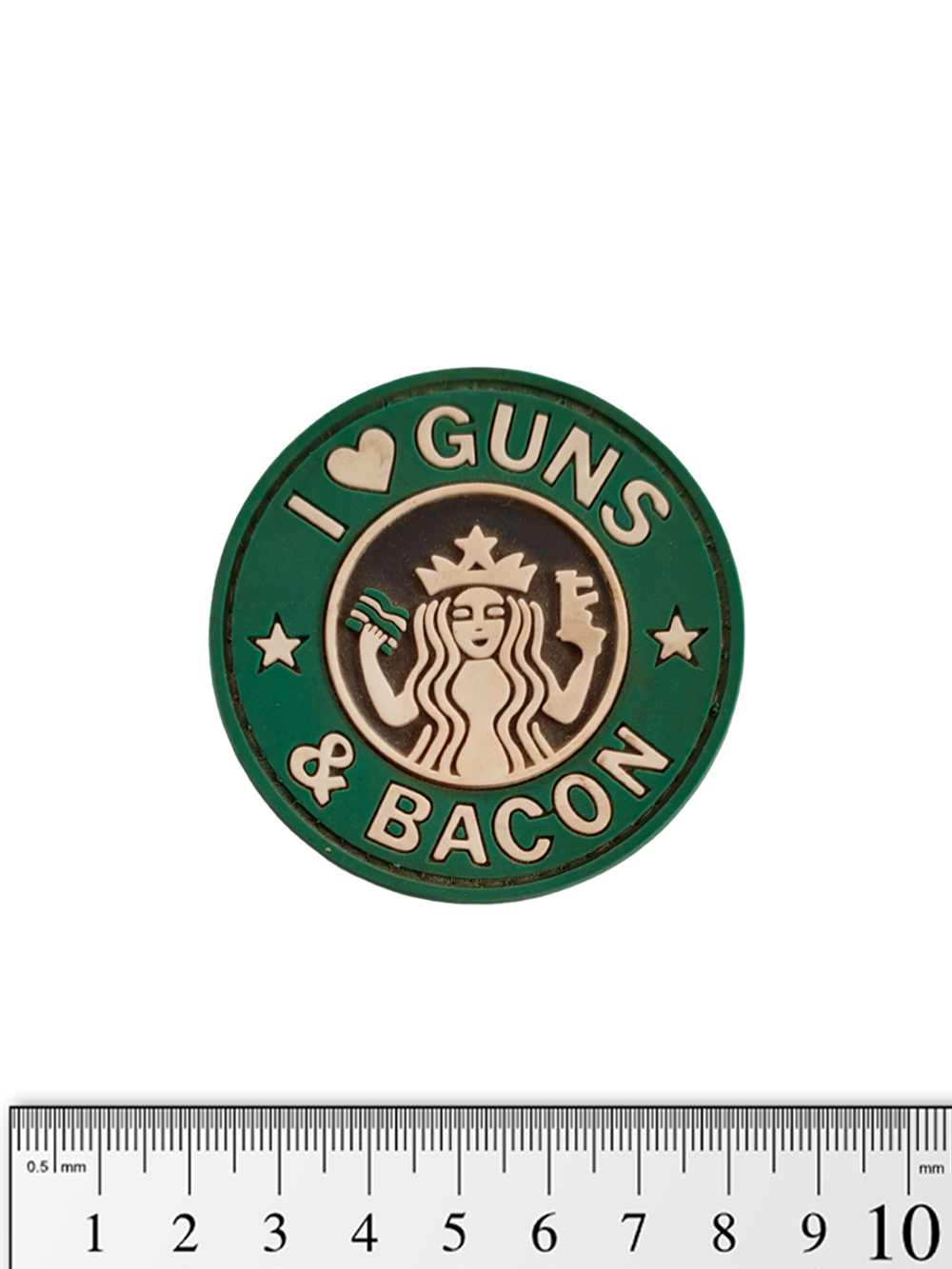 Шеврон I Love Guns & Bacon PVC. Олива