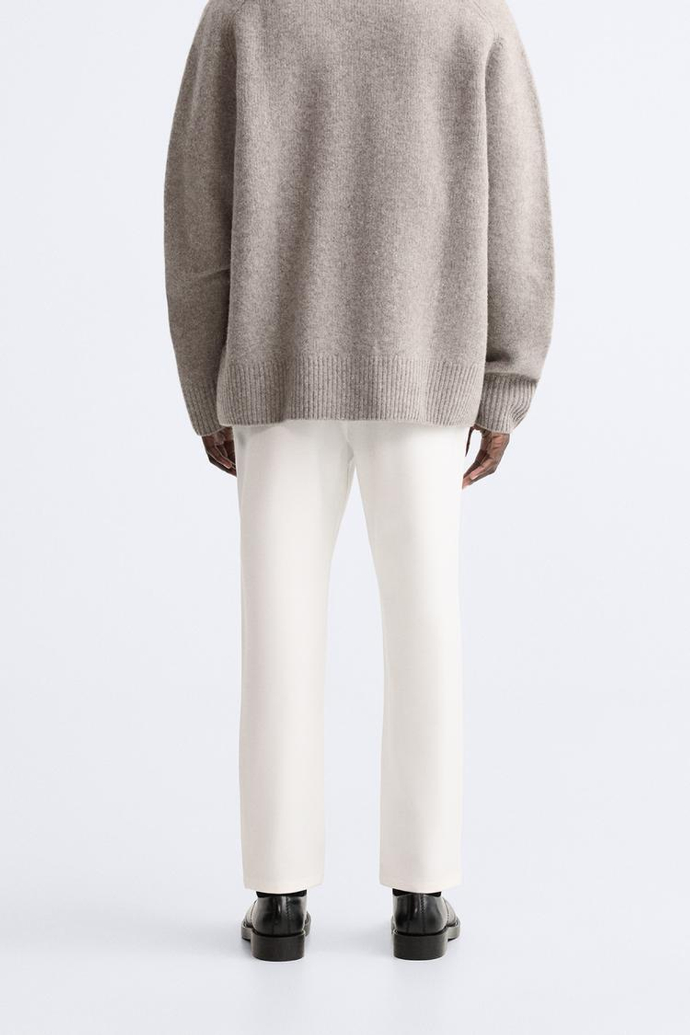 ZARA БРЮКИ КОМФОРТНОЙ ПОСАДКИ ИЗ РЕЛЬЕФНОЙ ТКАНИ, ЖЕЛТОВАТО-БЕЛЫЙ