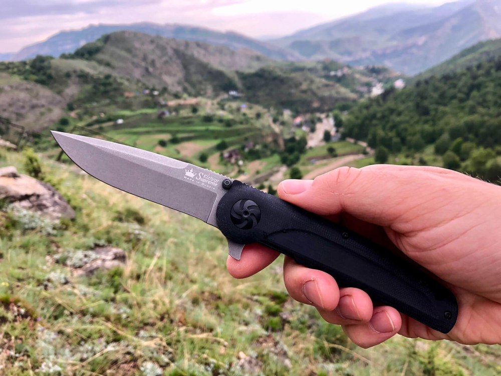 Складной нож Biker Z M390 Black G10 StoneWash