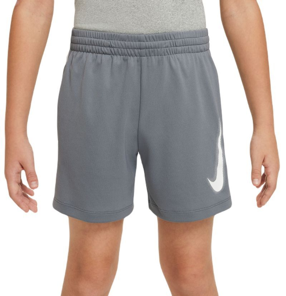 Шорты для мальчика теннисные Nike Boys Dri-Fit Multi+ Graphic Training Shorts - smoke grey/white/white