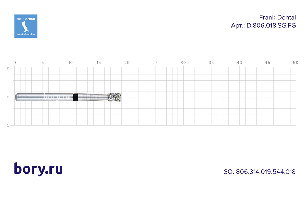 Бор алмазный черный Frank Dental типа FG - D.806.018.SG.FG