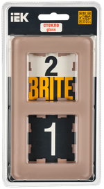 BRITE Рамка 2-местная РУ-2-2-Бр стекло дымчатый RE IEK