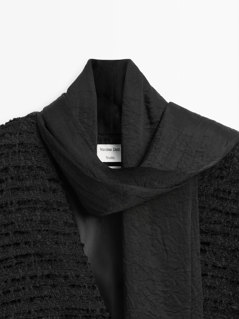 Massimo Dutti Укороченное платье с V-образным вырезом - STUDIO, черный