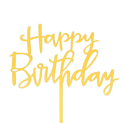 Топпер Happy Birthday золото, пластик