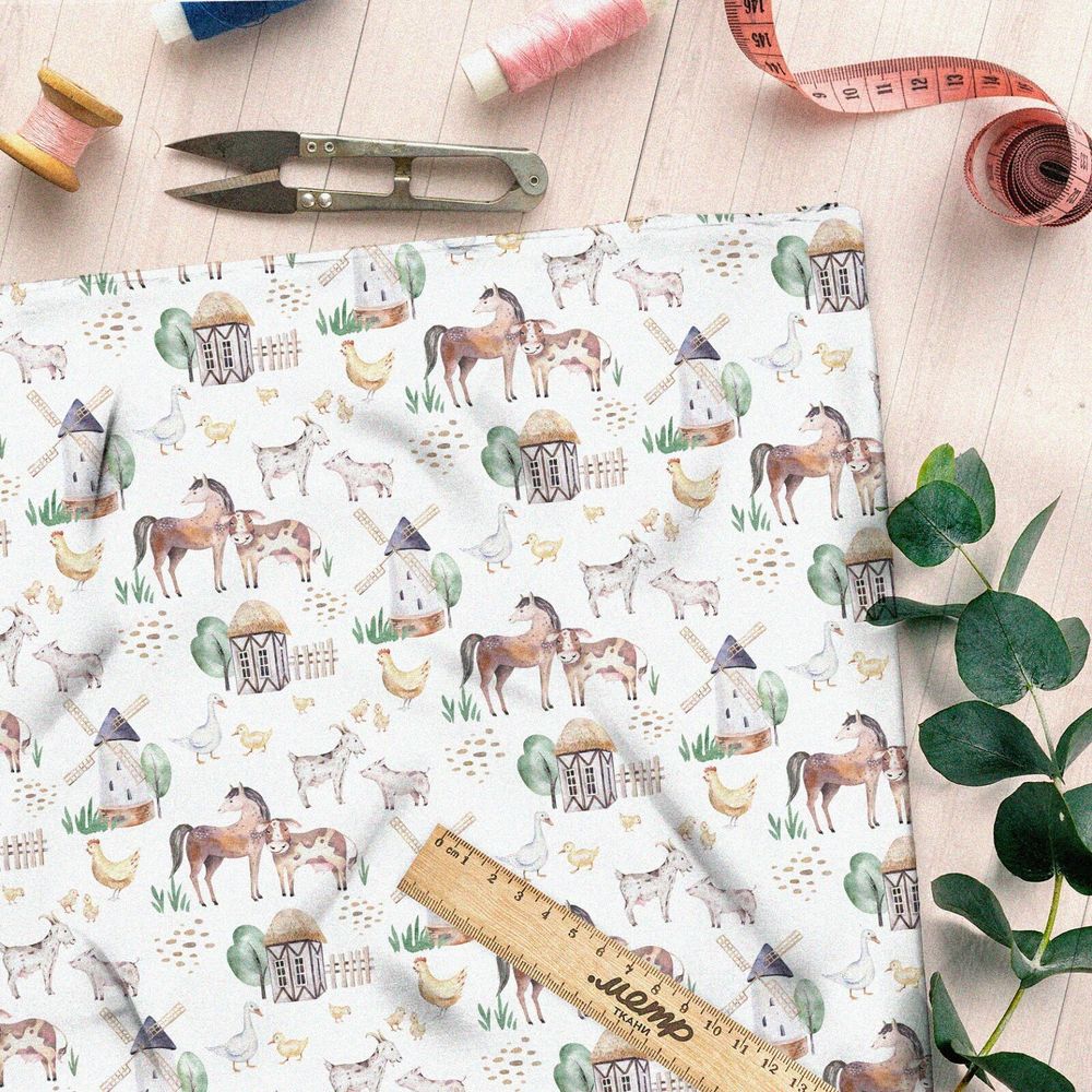 Ткань барби акварельные домашние животные