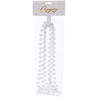Бусы на ёлку 2,0 м "Шарик крупный" d-12 мм, Перламутр (Серпантин)