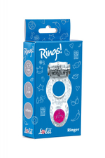 Эрекционное кольцо с вибрацией Rings Ringer white (Цвет: прозрачный)
