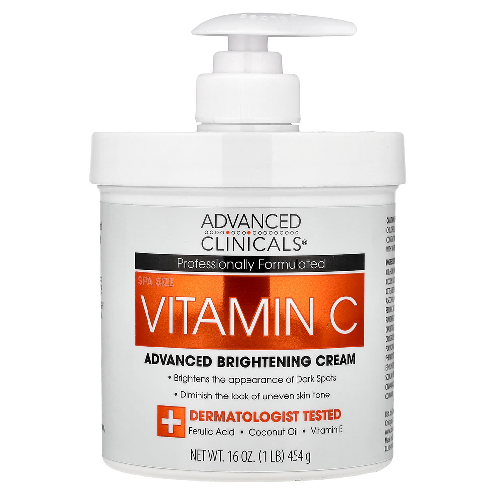 Advanced Clinicals, осветляющий крем с витамином С, улучшенная формула, 454 г (16 унций)