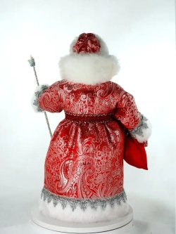 Кукла фарфоровая Дедушка Мороз в парчовой шубе под елку