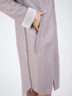 Дубленка зима натуральная удлиненная с капюшоном