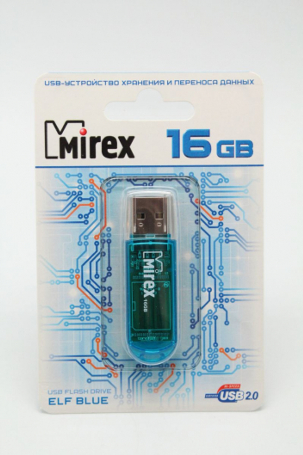 USB Флешка 16GB Mirex ELF, USB 2.0, голубая