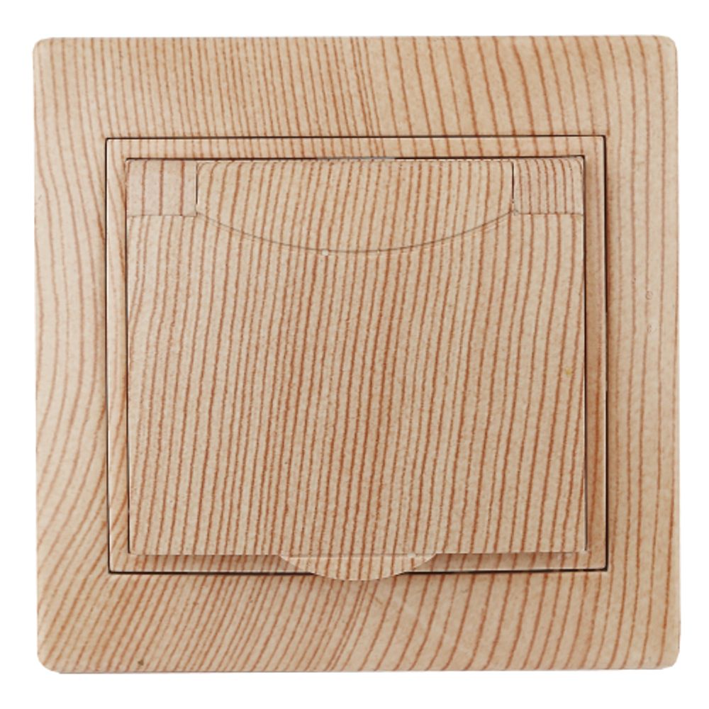 Розетка Intro Plano 1-203-11 2P+E Schuko с крышкой 16А-250В IP20 СУ сосна | Intro Plano