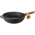 Сковорода чугунная литая 26*6см с деревянной ручкой Т305