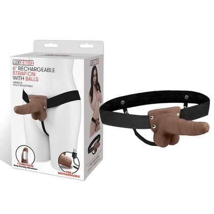 Шестидюймовый коричневый страпон с USB-зарядкой